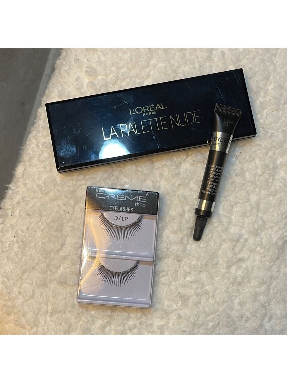 L'Oreal La Palette Nude with bye bye eye cream and Eyelashes